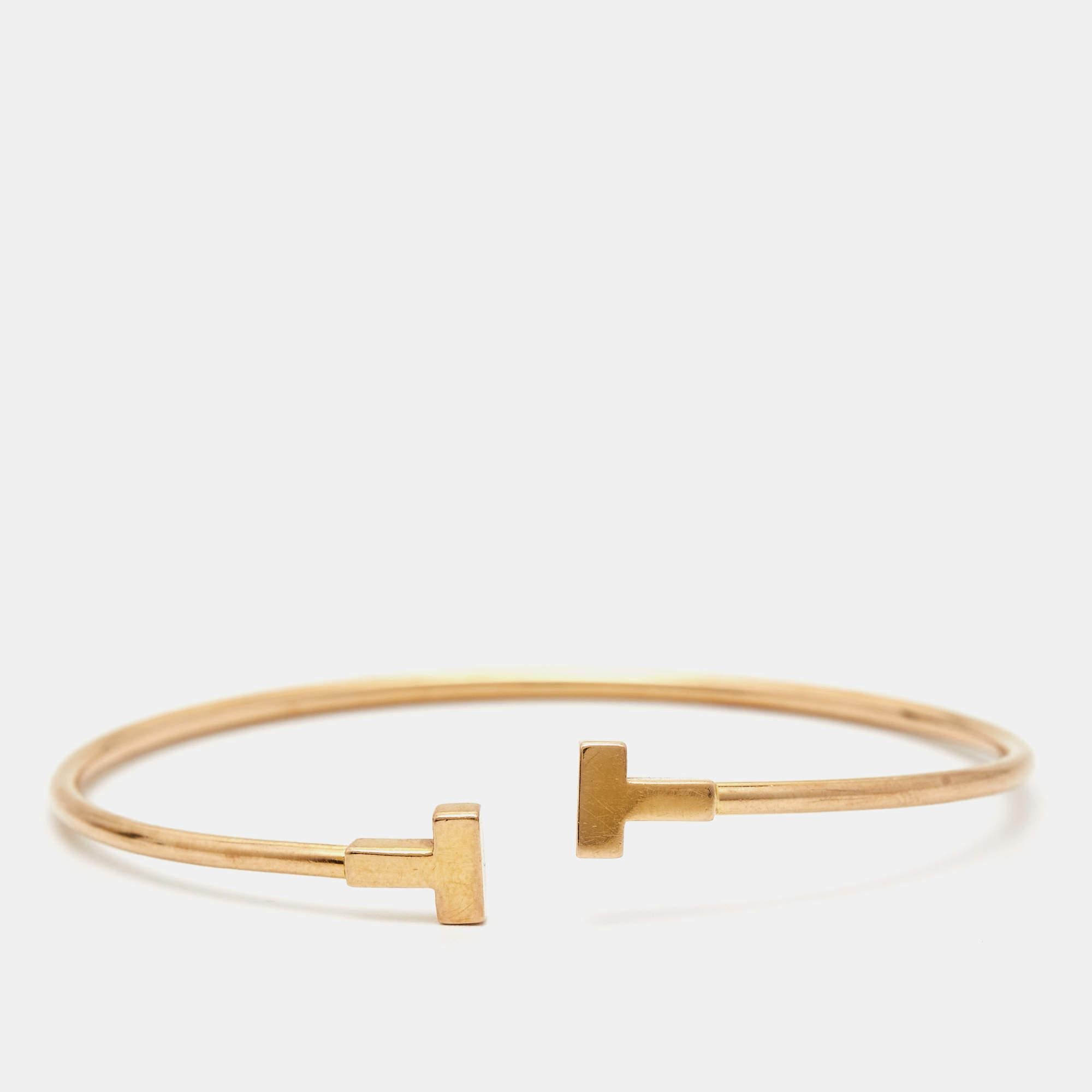 Contemporary Tiffany & Co. Tiffany T Wire 18k Rose Gold Bracelet