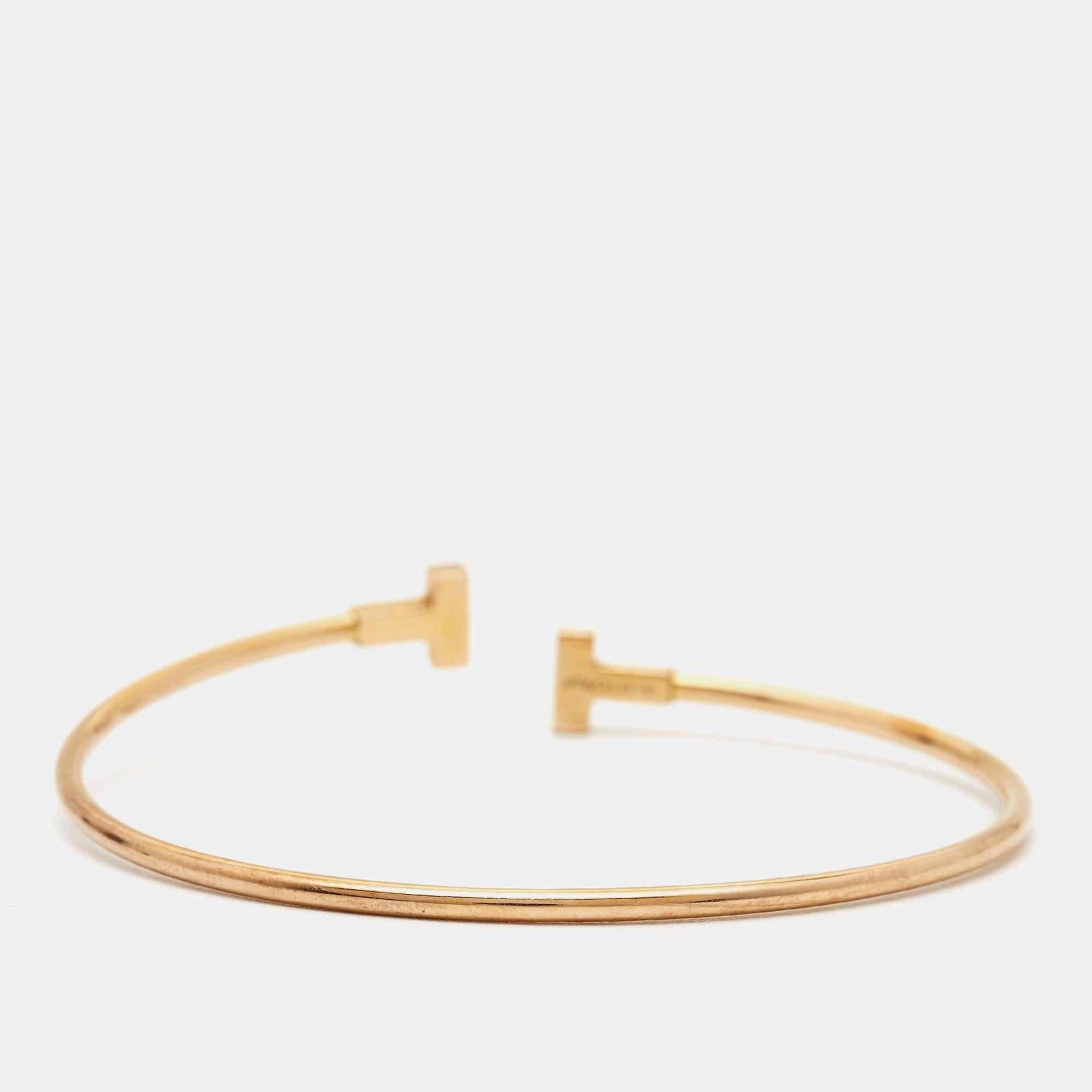 Contemporary Tiffany & Co. Tiffany T Wire 18k Rose Gold Bracelet