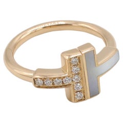 Tiffany & Co. Tiffany T. Wire 18K Rose Gold Natural Diamonds Mother Pearl Ring