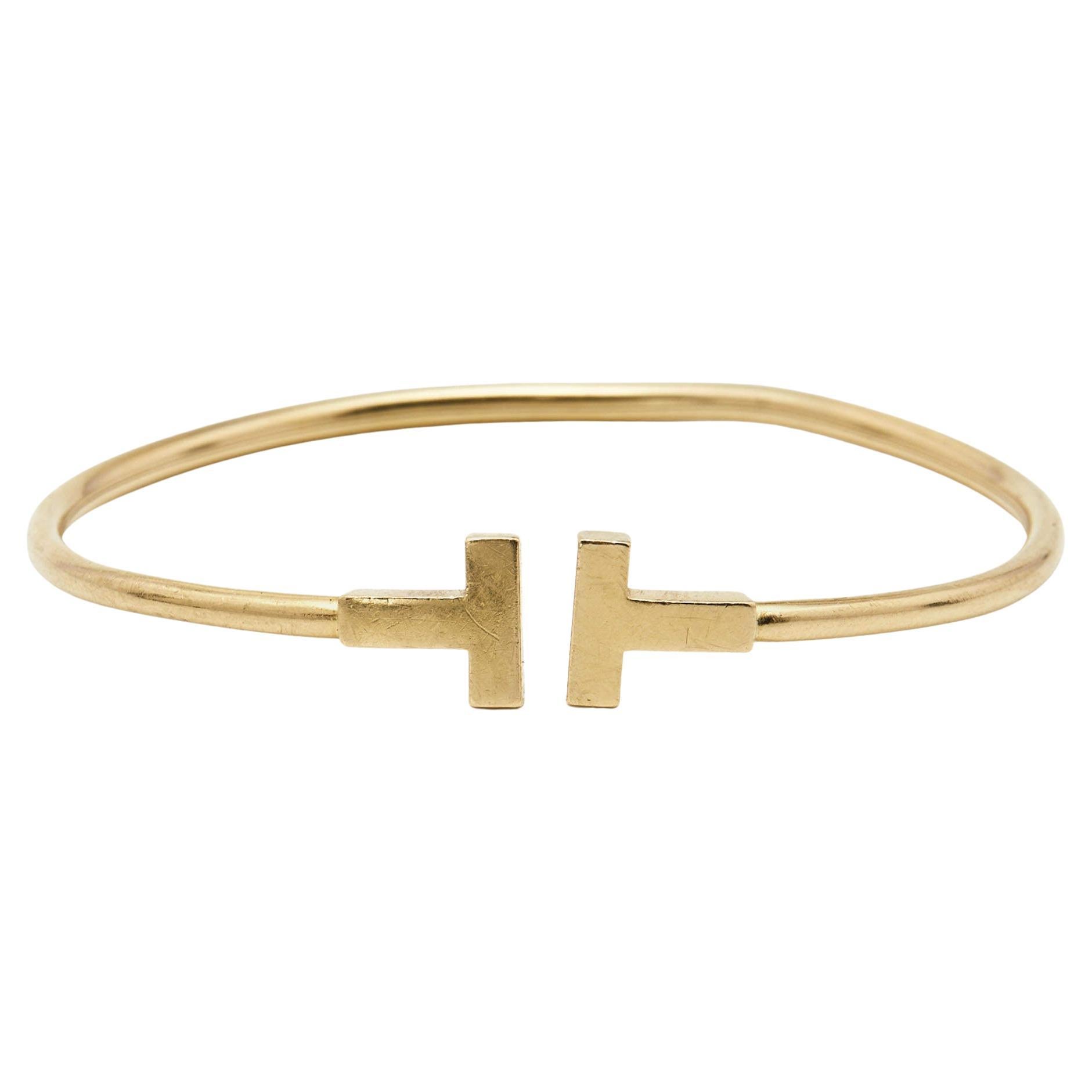 Tiffany and Co. Tiffany T Wire 18k Yellow Gold Bracelet For Sale at 1stDibs