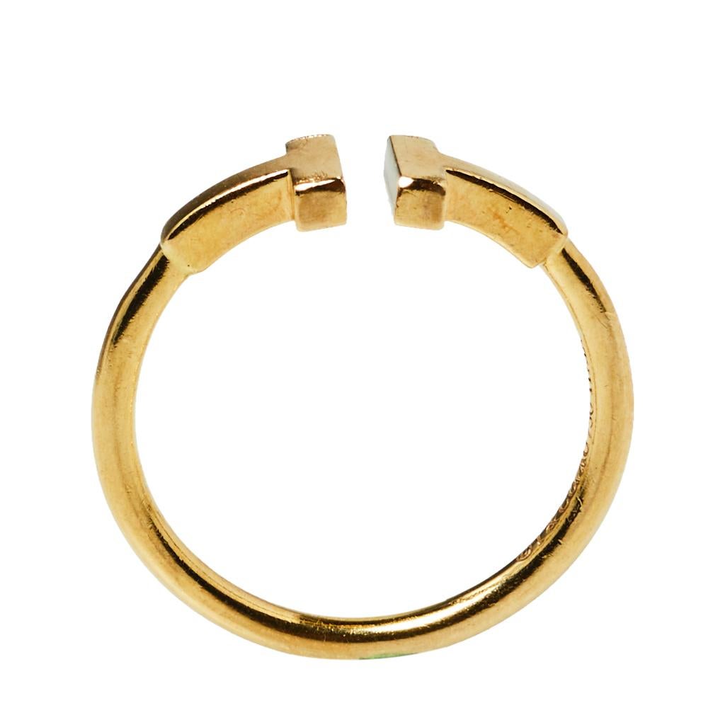 Tiffany & Co. Tiffany T Wire 18K Yellow Gold Ring Size 56 In Good Condition In Dubai, Al Qouz 2