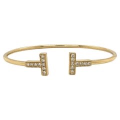 Tiffany & Co. T Wire Bangle in 18k Yellow Gold with Diamonds