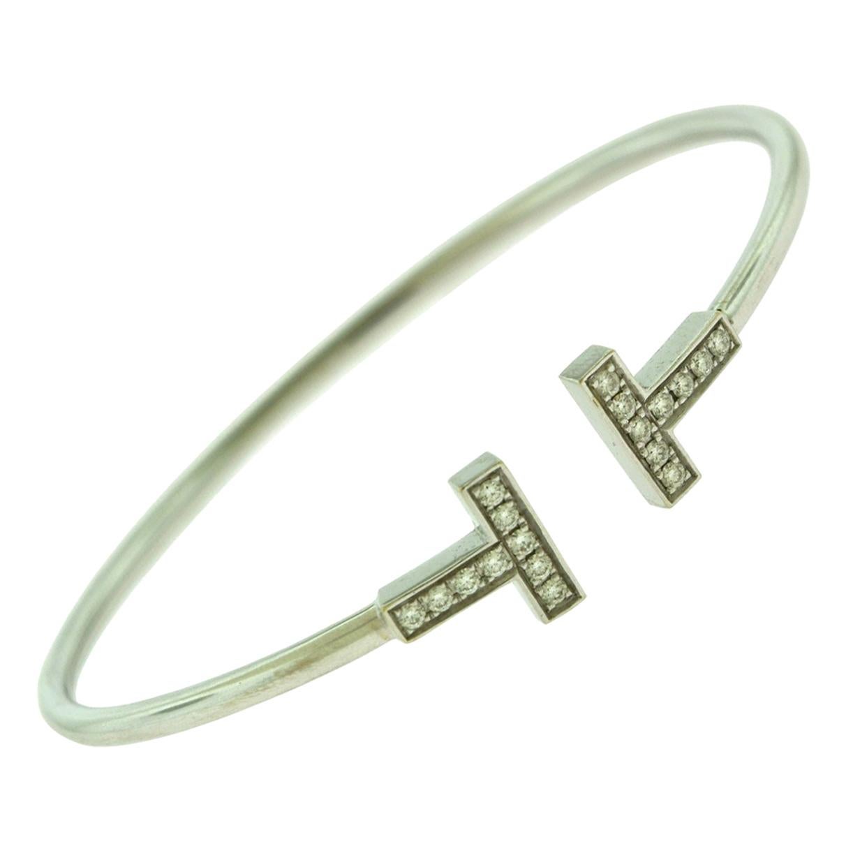 Tiffany & Co. Tiffany T Wire Bracelet with Diamonds in White Gold