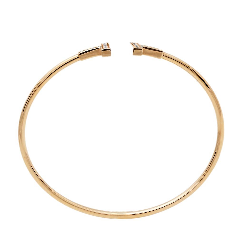 Contemporary Tiffany & Co. Tiffany T Wire Diamond 18K Rose Gold Bracelet