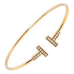 Tiffany & Co. Tiffany T Wire Diamond 18K Rose Gold Bracelet