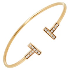 Tiffany & Co. Tiffany T Wire Diamond 18K Rose Gold Bracelet