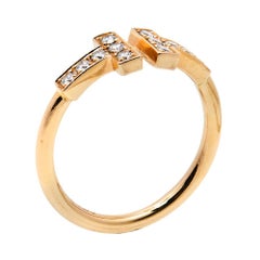 Tiffany & Co. Tiffany T Wire Diamond 18K Rose Gold Ring Size 48