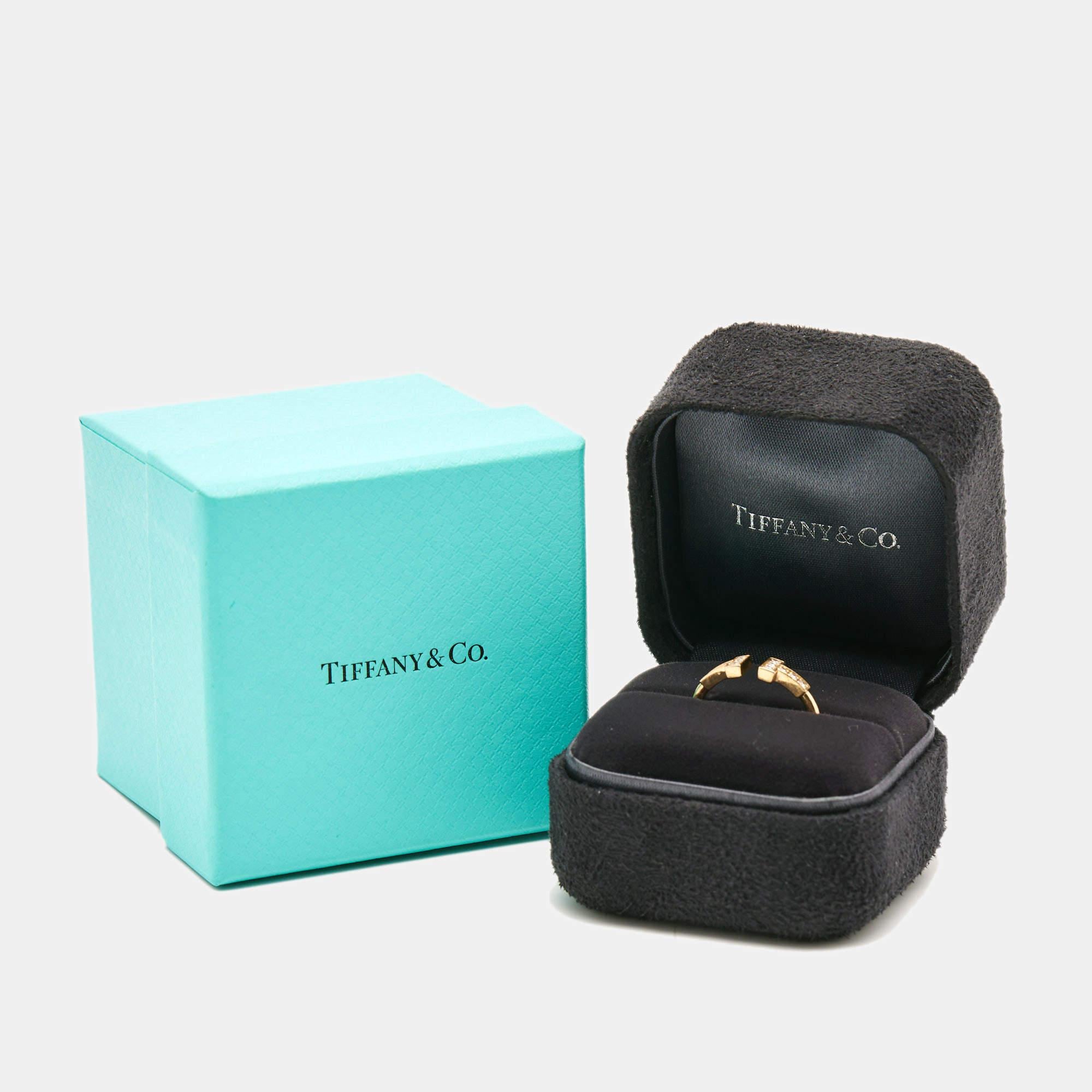 Tiffany & Co. Tiffany T Wire Diamonds 18k Rose Gold Ring Size 53 2
