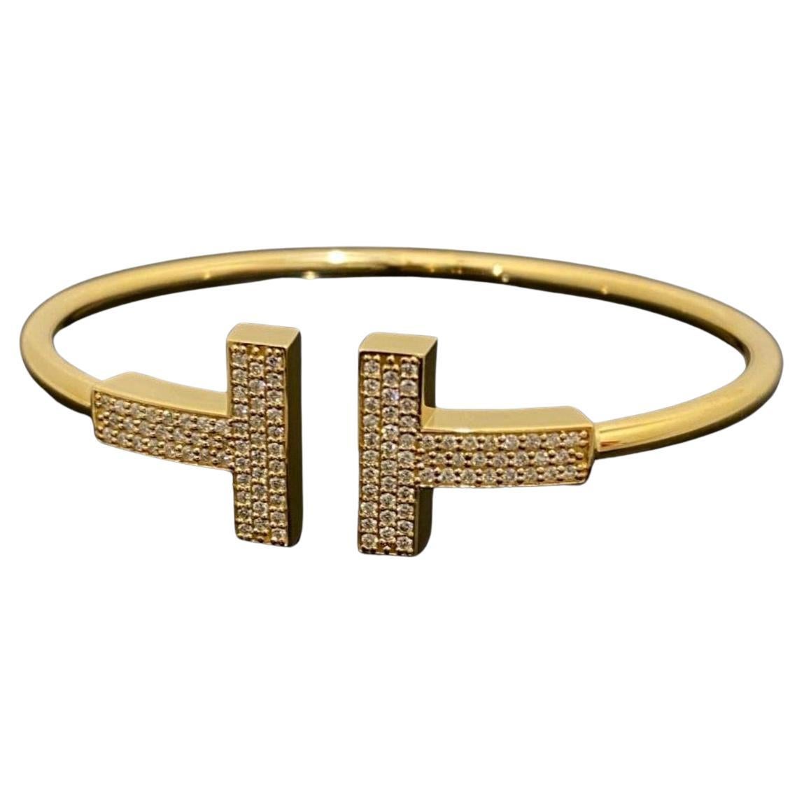 Tiffany & Co Tiffany T Wire Large Diamond Bracelet Yellow Gold