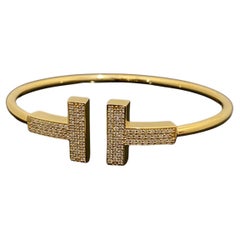 Tiffany & Co Tiffany T Wire Large Diamond Bracelet Yellow Gold