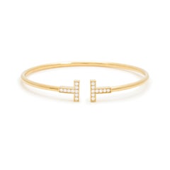 Used Tiffany & Co. 'Tiffany T' Yellow Gold Diamond Wire Bracelet