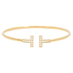 Tiffany & Co. 'Tiffany T' Yellow Gold Diamond Wire Bracelet