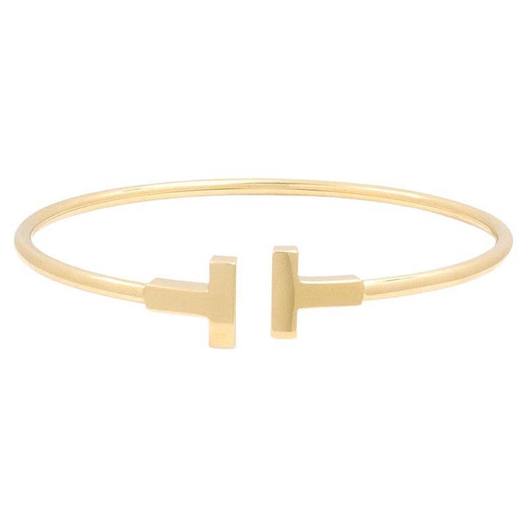 Tiffany and Co. 'Tiffany T' Yellow Gold Wire Bracelet at 1stDibs