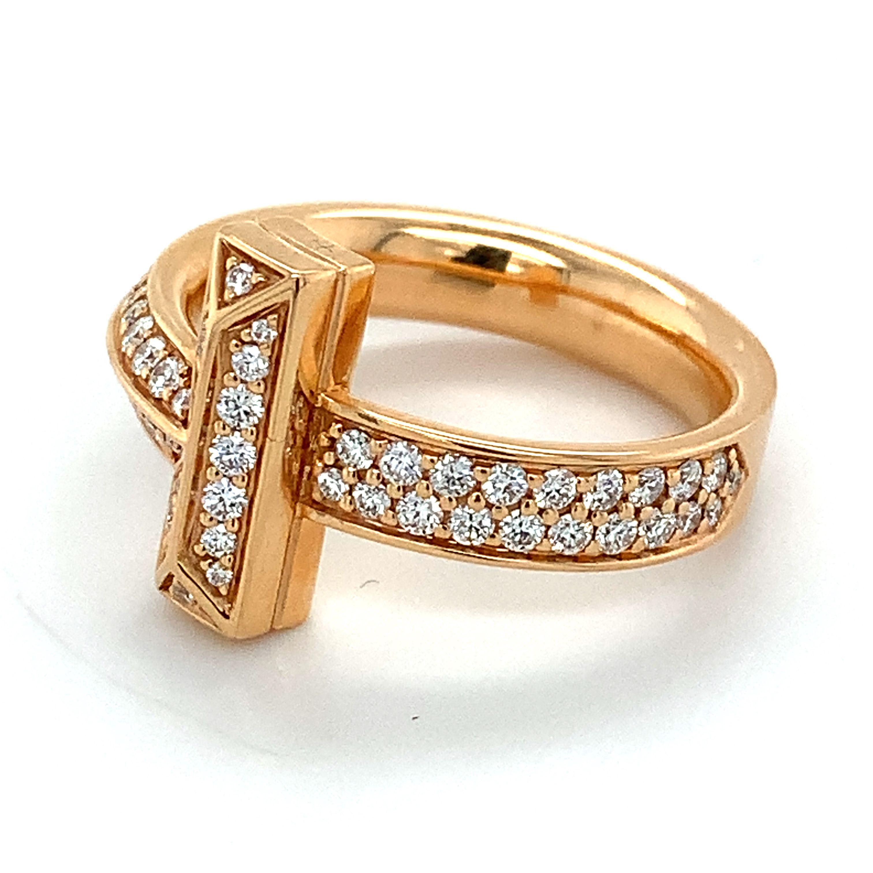 Tiffany & Co Tiffany T1 18k Roségold Diamant-T-Ring Größe 7,5 MSRP $7200 5