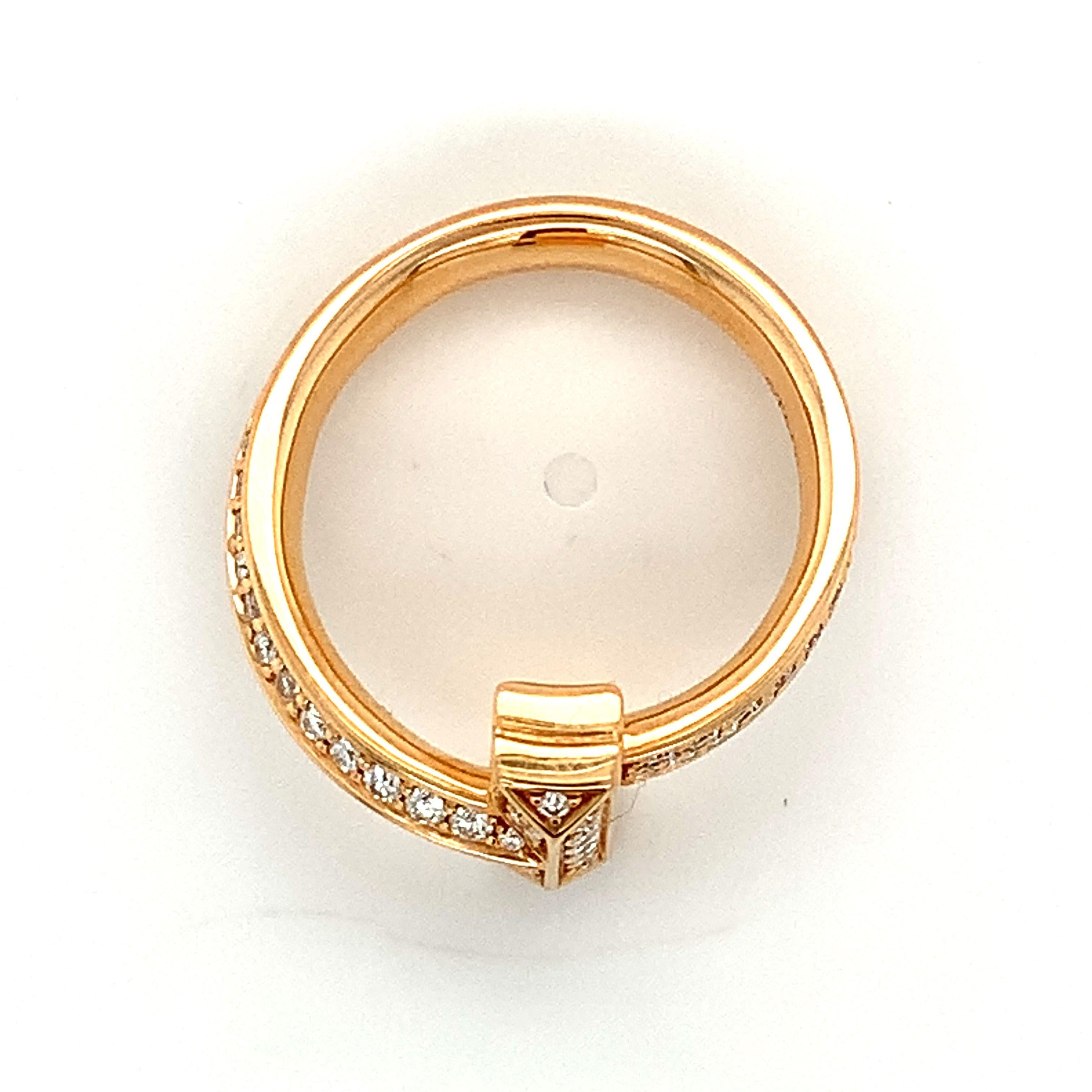 Tiffany & Co Tiffany T1 18k Roségold Diamant-T-Ring Größe 7,5 MSRP $7200 (Rundschliff)
