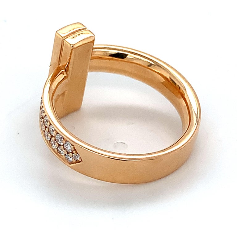 Tiffany and Co Tiffany T1 18k Rose Gold Round Diamond T Ring MSRP $7200 ...