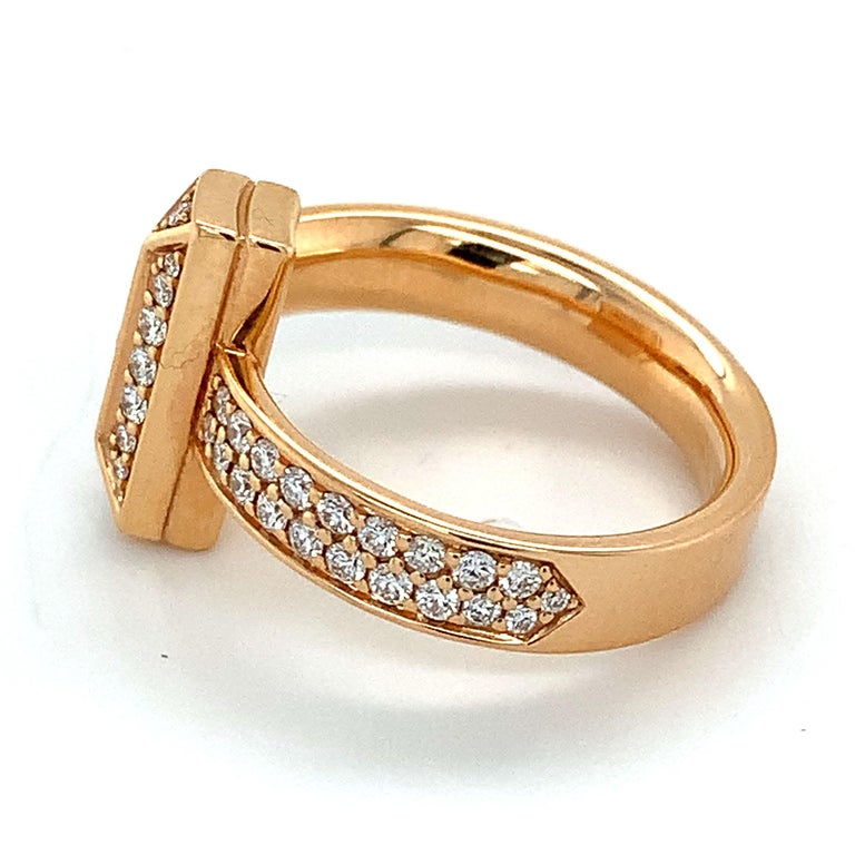 Tiffany and Co Tiffany T1 18k Rose Gold Round Diamond T Ring MSRP $7200 ...