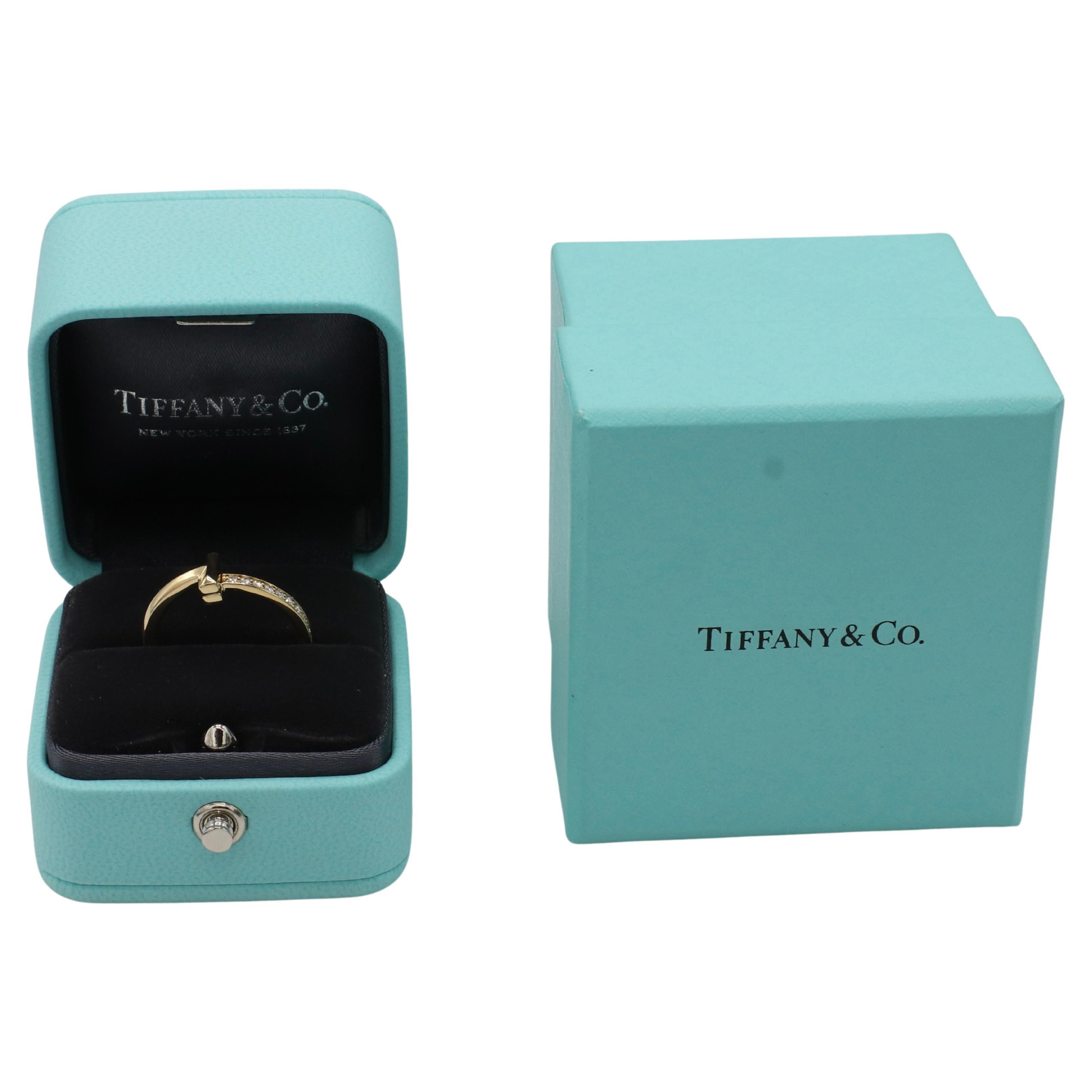 Modern Tiffany & Co. Tiffany T1 Ring in Yellow Gold Natural Diamonds Band Ring  For Sale