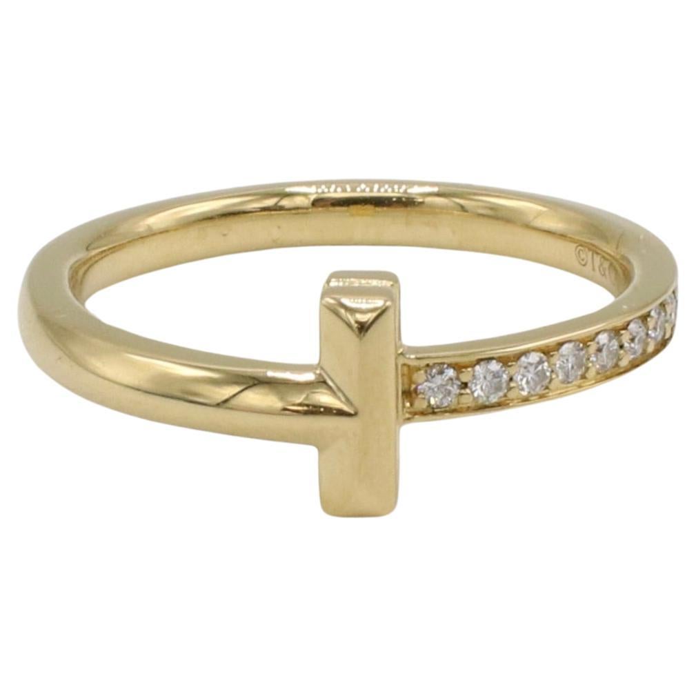 Tiffany & Co. Tiffany T1 Ring in Yellow Gold Natural Diamonds Band Ring  For Sale