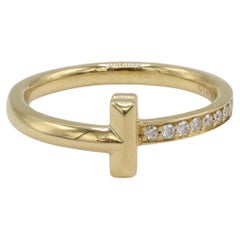 Used Tiffany & Co. Tiffany T1 Ring in Yellow Gold Natural Diamonds Band Ring 