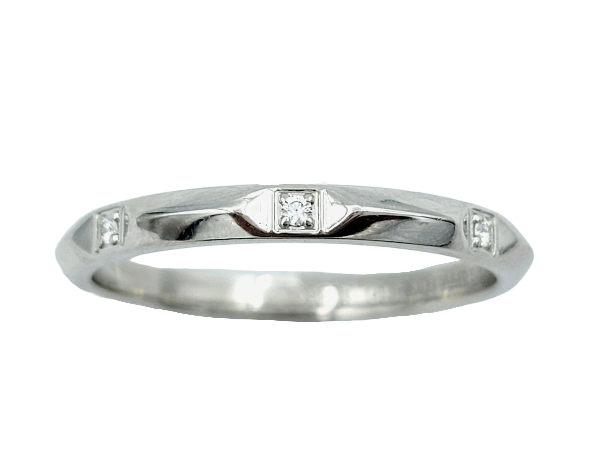 Ring Size: 11

This beautiful Tiffany & Co. Tiffany True Collection wedding band, exquisitely crafted in platinum, is a symbol of enduring love and commitment. This elegant wedding band features a sleek and sophisticated beveled edge platinum band
