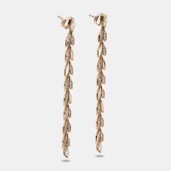 Tiffany & Co. Tiffany Victoria Diamond 18K Rose Gold Vine Long Drop Earrings