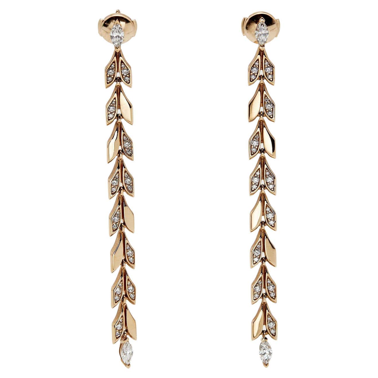 Tiffany and Co. Tiffany Victoria Diamond 18K Rose Gold Vine Long Drop ...