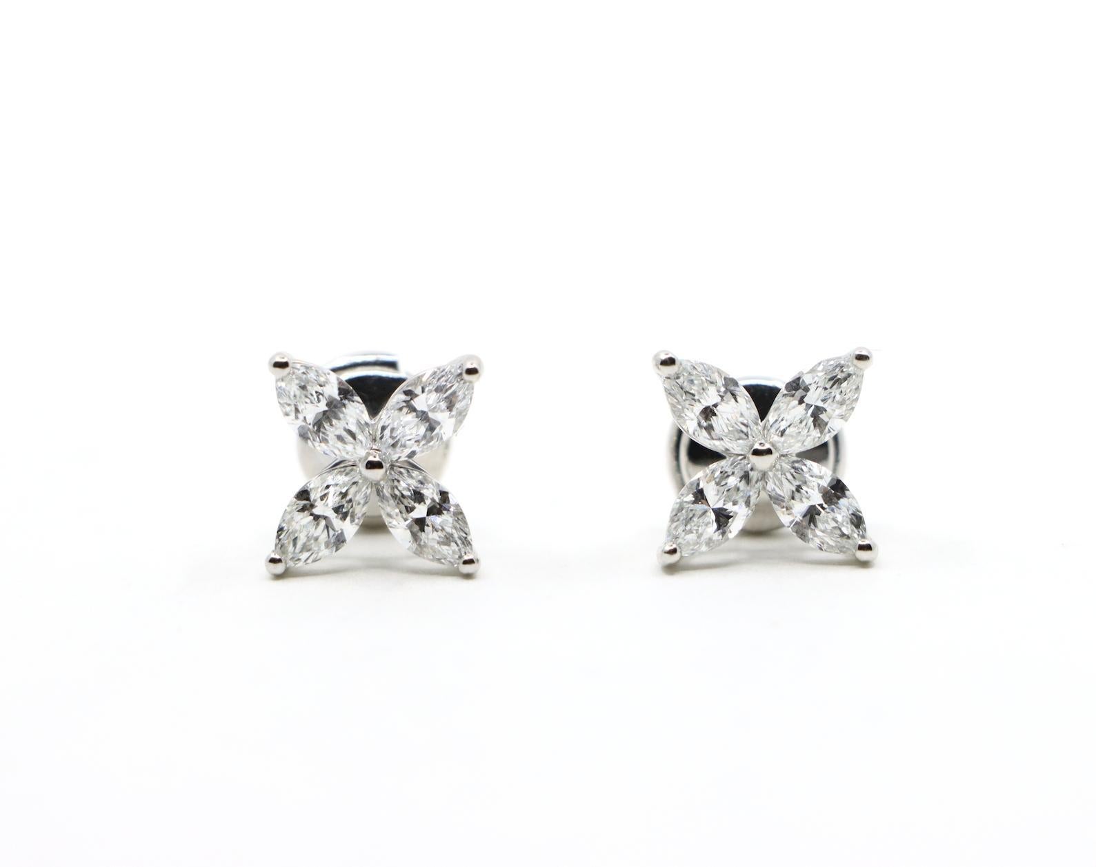 Tiffany & Co. Tiffany Victoria Earrings Diamonds & Platinum - Large Model In Good Condition In Flushing, NY