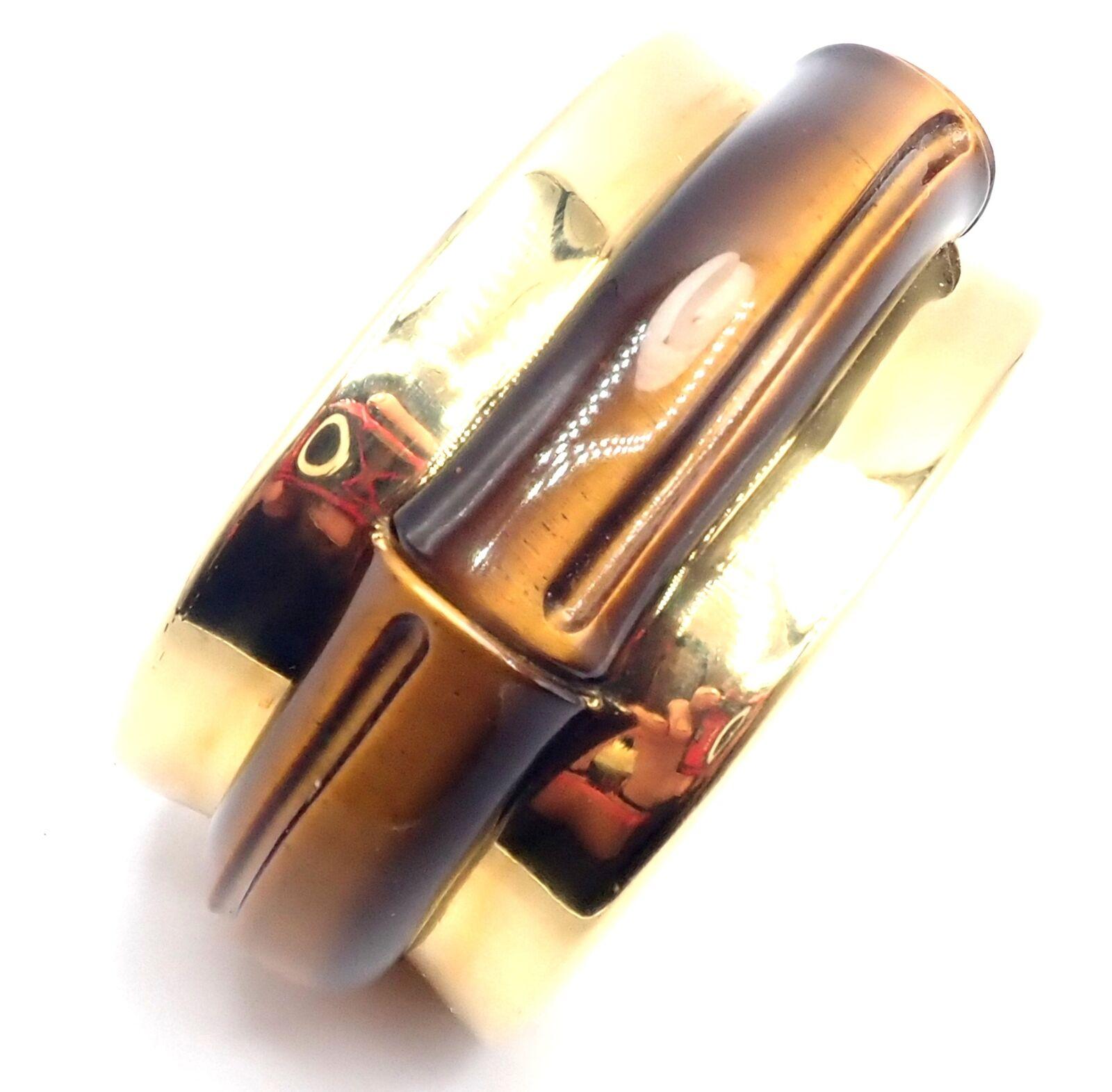 Tiffany & Co Tigerauge Armreif Manschette Breite Gelbgold Armband (Ungeschliffen) im Angebot