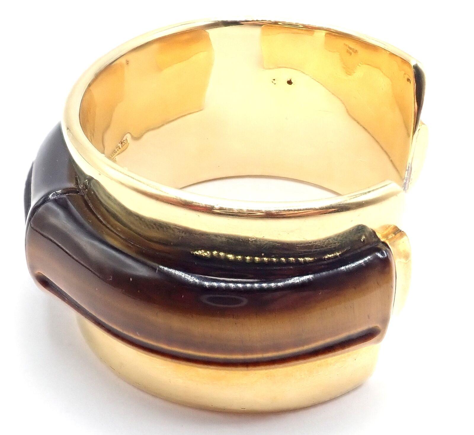 Tiffany & Co Tiger's Eye Bangle Cuff Wide Yellow Gold Bracelet For Sale 2