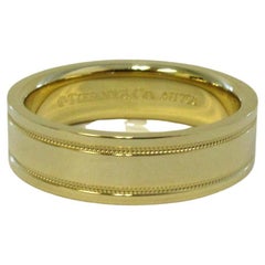 TIFFANY & Co. Together 18K Gold 6mm Double Milgrain Band Ring 7 