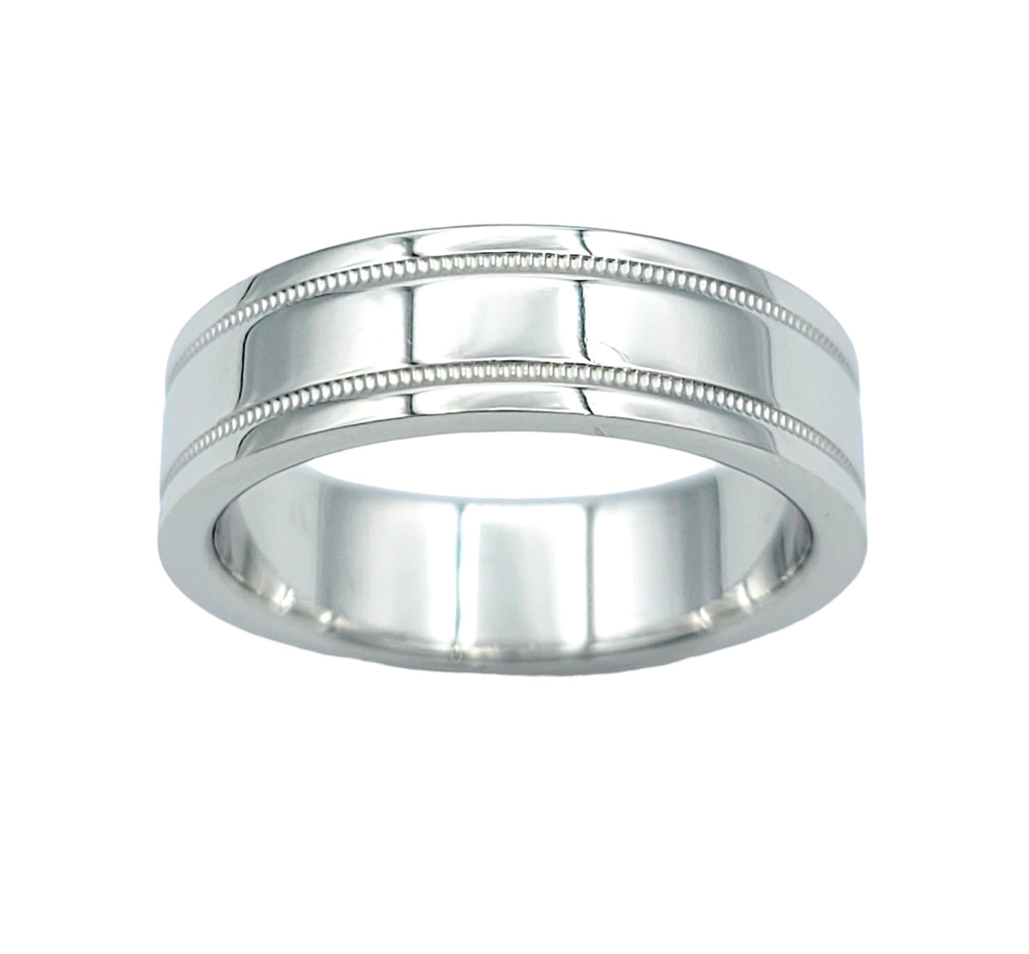 Ring size: 8

This classic band ring from the Tiffany & Co. 'Together' Collection is the quintessential wedding ring. Founded in 1837 in New York City, Tiffany & Co. is one of the world's most storied luxury design houses recognized globally for its