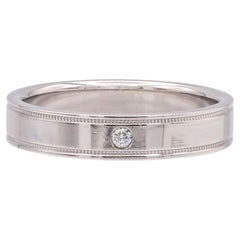 Tiffany & Co. Together Double Milgrain Single Diamond Band Platinum 4mm Size 6.5