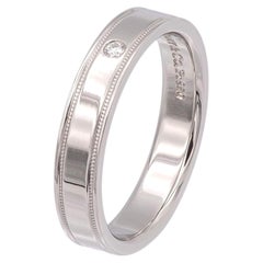 Tiffany & Co. Together Double Milgrain Single Diamond Band Platinum 4mm Size 6.5