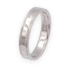 Tiffany & Co. Together Double Milgrain Single Diamond Band Platinum 4mm Size 8