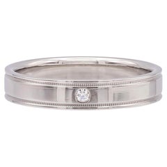 Tiffany & Co. Together Double Milgrain Single Diamond Band Platinum 4mm Size 8