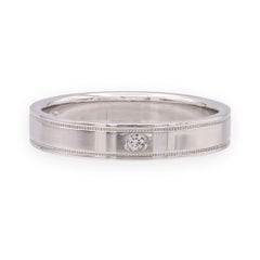 Tiffany & Co. Together Double Milgrain Single Diamond Band Platinum 4mm Size 9