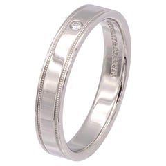 Tiffany & Co. Together Double Milgrain Single Diamond Band Platinum 4mm Size 9