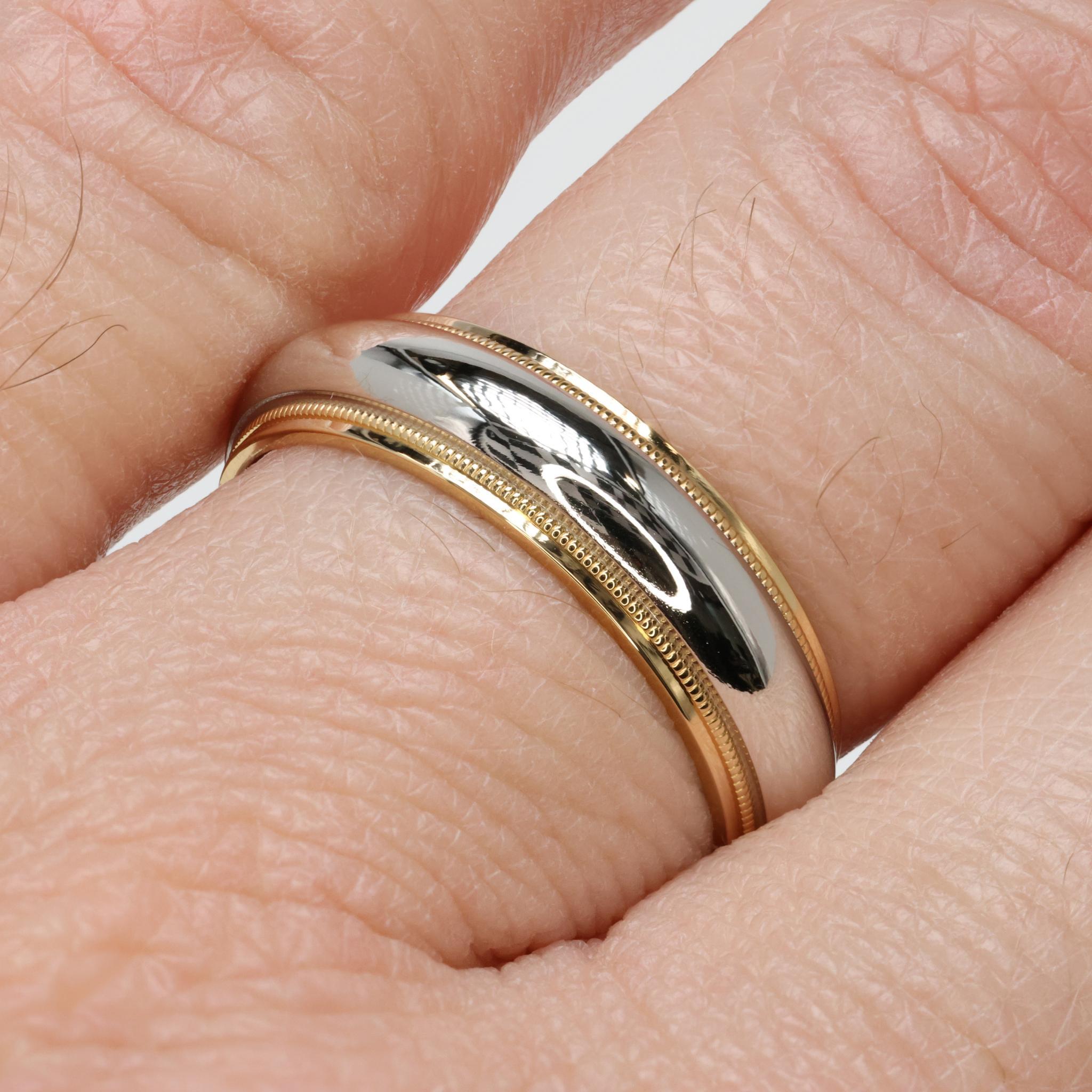 Modern Tiffany & Co. Together Milgrain 6mm Wedding Band Platinum & 18 Karat Yellow Gold