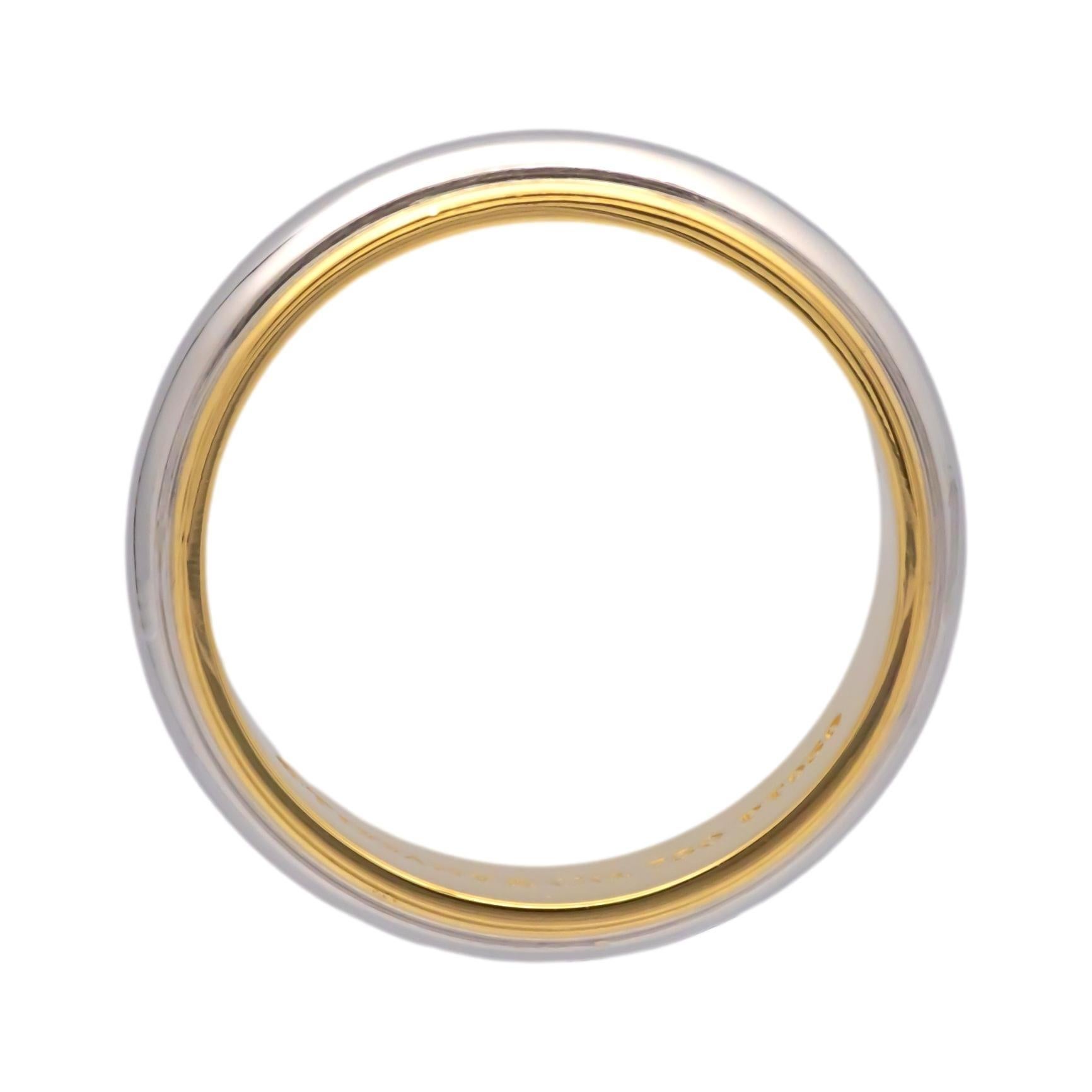 Femenino o masculino Tiffany & Co. Anillo Together Milgrain de platino y oro de 18 quilates, talla 7