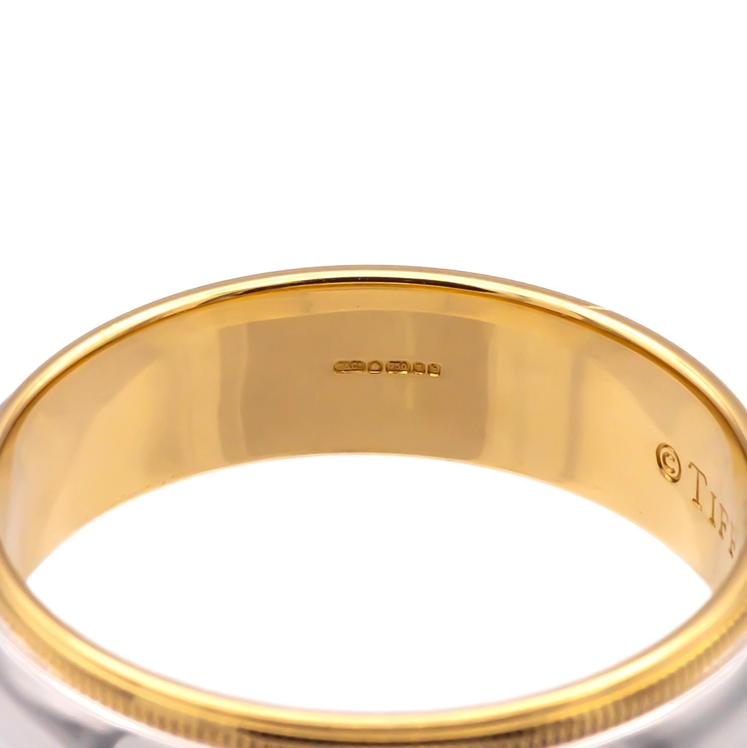 Tiffany & Co. Anillo Together Milgrain de platino y oro de 18 quilates, talla 8 en Excelente Estado en New York, NY