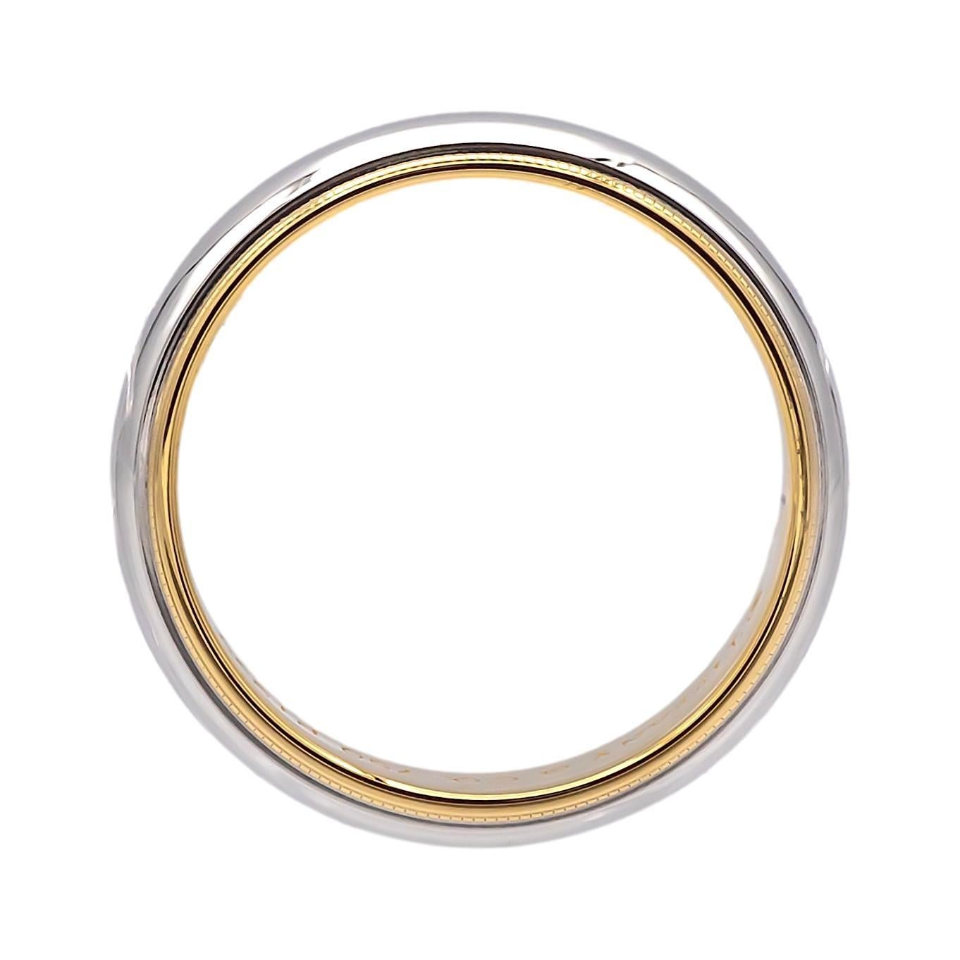 Tiffany & Co. Anillo Together Milgrain de platino y oro de 18 quilates, talla 8 4