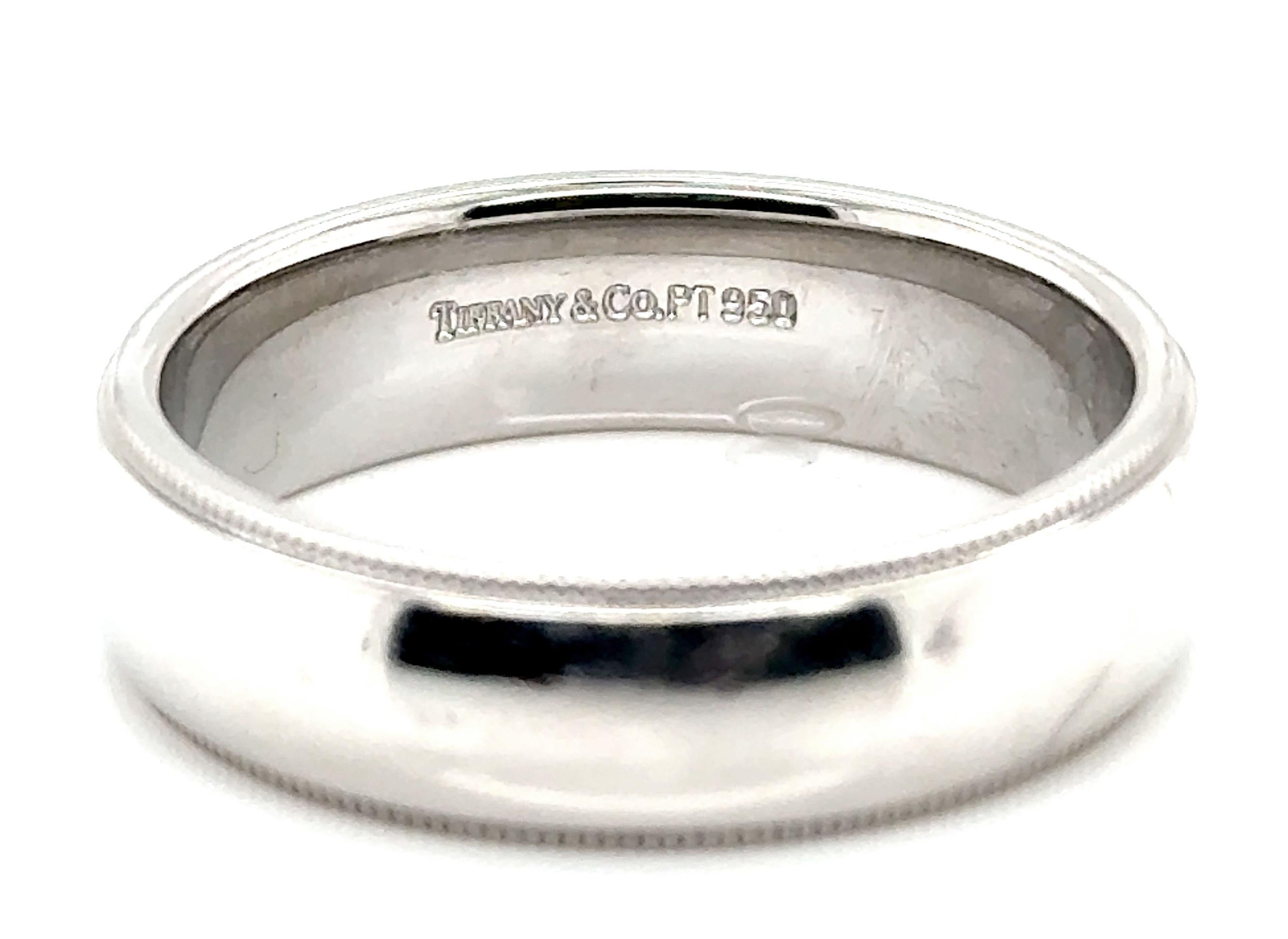 Men's Tiffany & Co Together Milgrain Wedding Band Ring Mens 6 MM Platinum MSRP $2, 400
