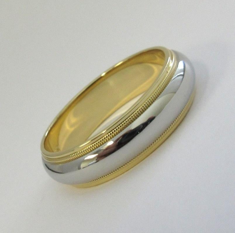 TIFFANY & Co. Together Platin 18K Gold 6mm Milgrain Ehering 10.5 Herren im Angebot
