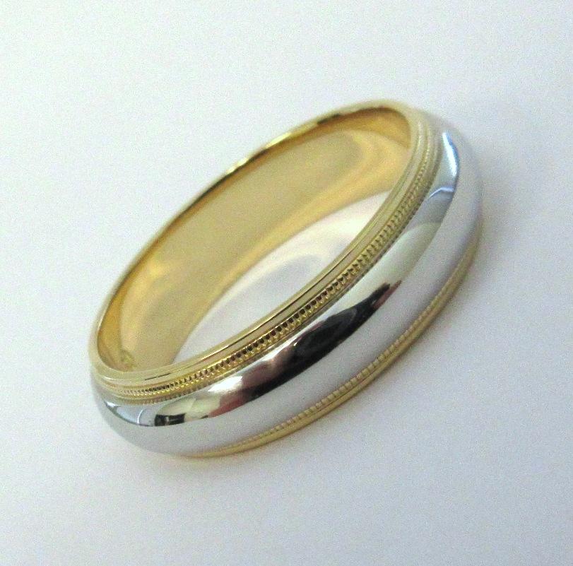 TIFFANY & Co. Juntos Platino 18K Oro 6mm Milgrain Alianza 11 Hombres en Excelente estado para la venta en Los Angeles, CA