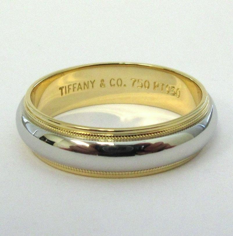 TIFFANY & Co. Juntos Platino 18K Oro 6mm Milgrain Alianza 11 Hombres en venta 1