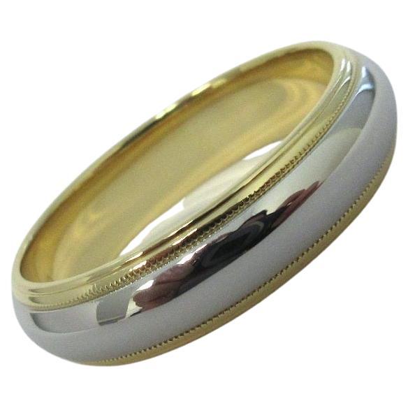 TIFFANY & Co. Together Platinum 18K Gold 6mm Milgrain Wedding Band Ring 13 For Sale