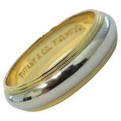 TIFFANY & Co. Together Platinum 18K Gold 6mm Milgrain Wedding Band Ring 11 Men's