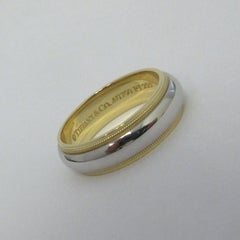 TIFFANY & Co. Together Platinum 18K Gold 6mm Milgrain Wedding Band Ring 8