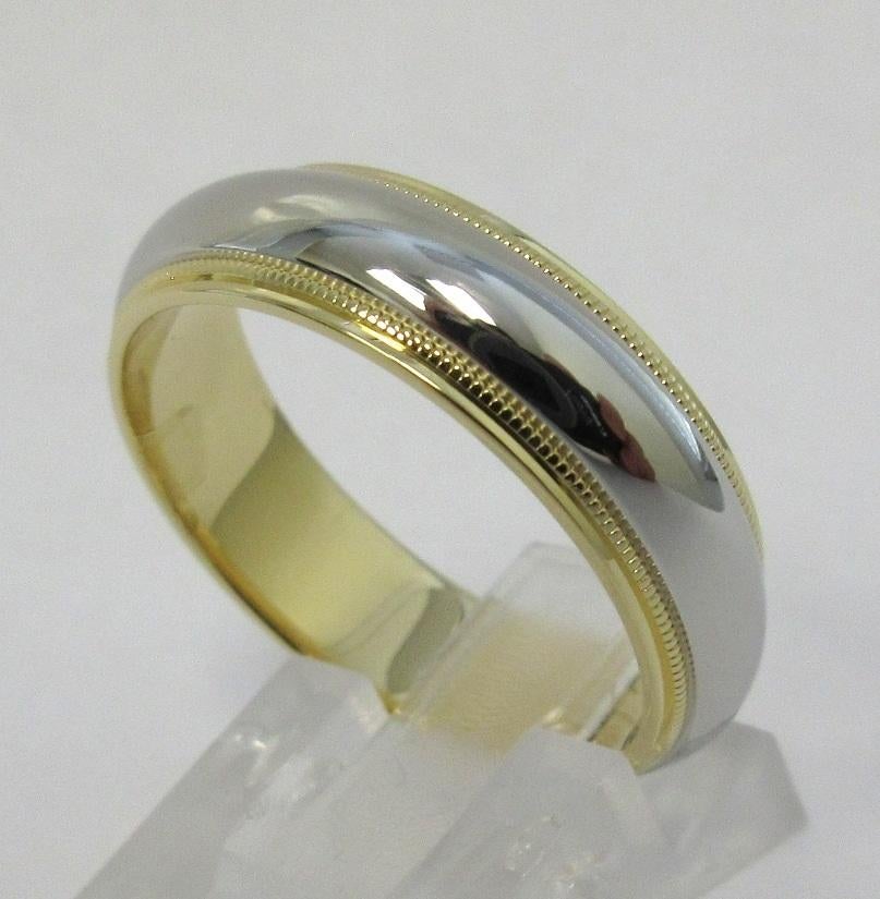 TIFFANY & Co. Together Platinum 18K Gold 6mm Milgrain Wedding Band Ring 8.5 For Sale 1